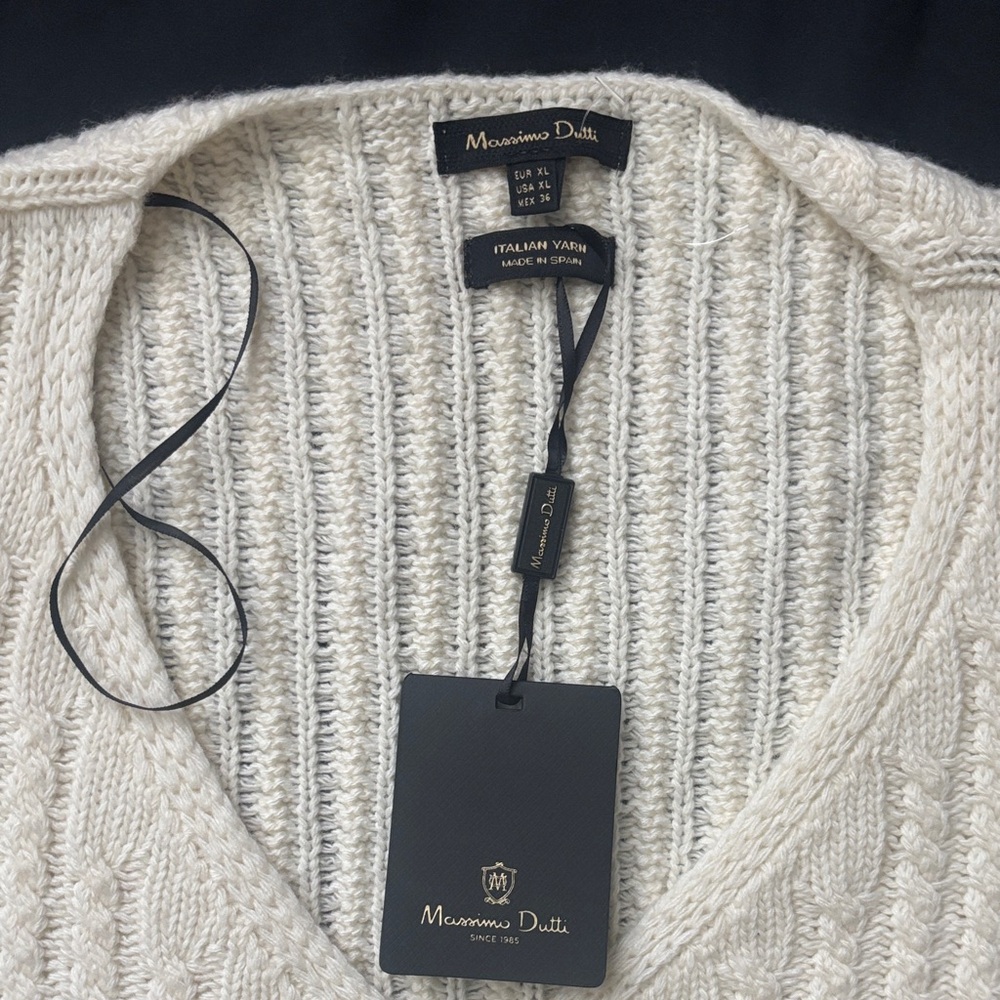 Massimo Dutti Ivory Ribbed Sweater - Picture 2 of 11